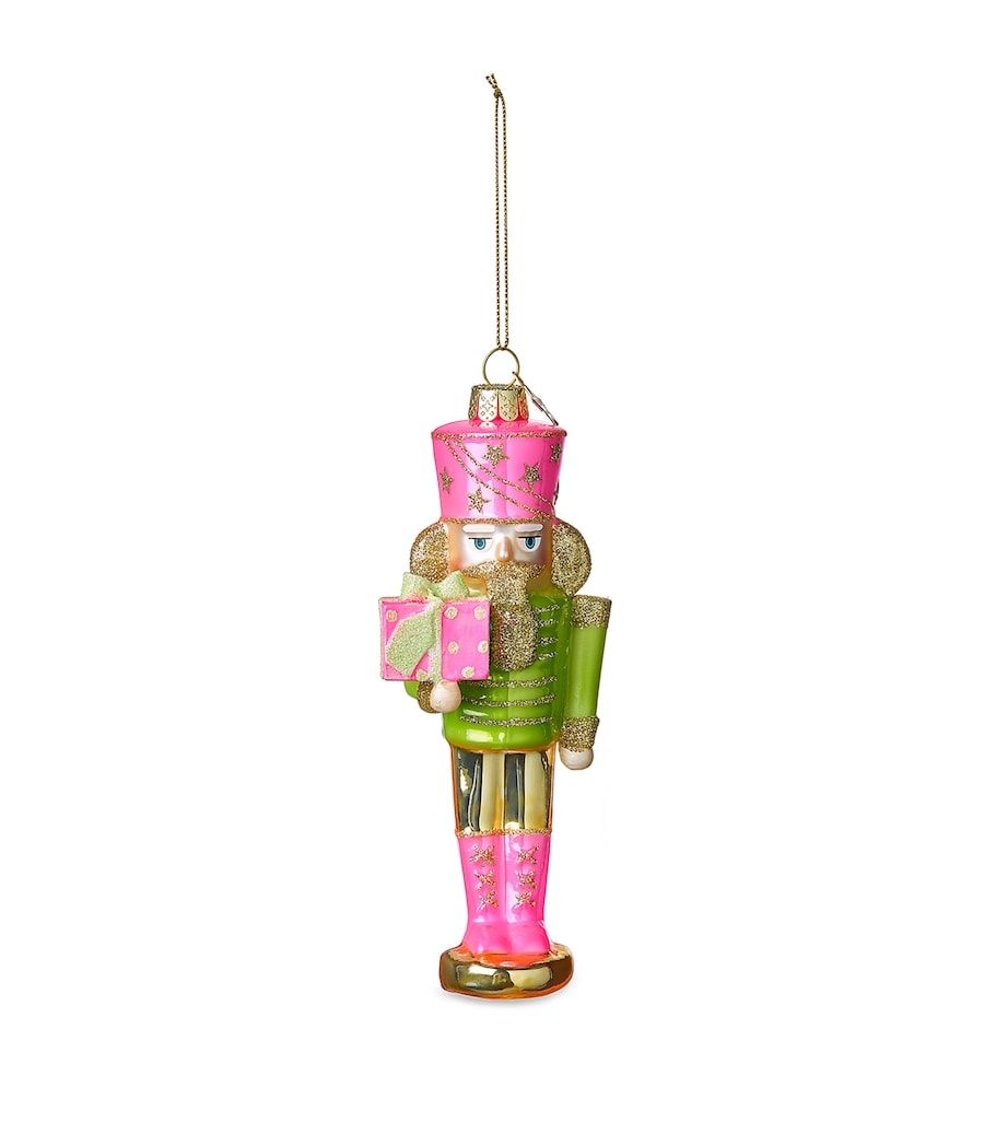 Glass-Blown Nutcracker Tree Decoration with Hanging Loop, 16.5cm Height