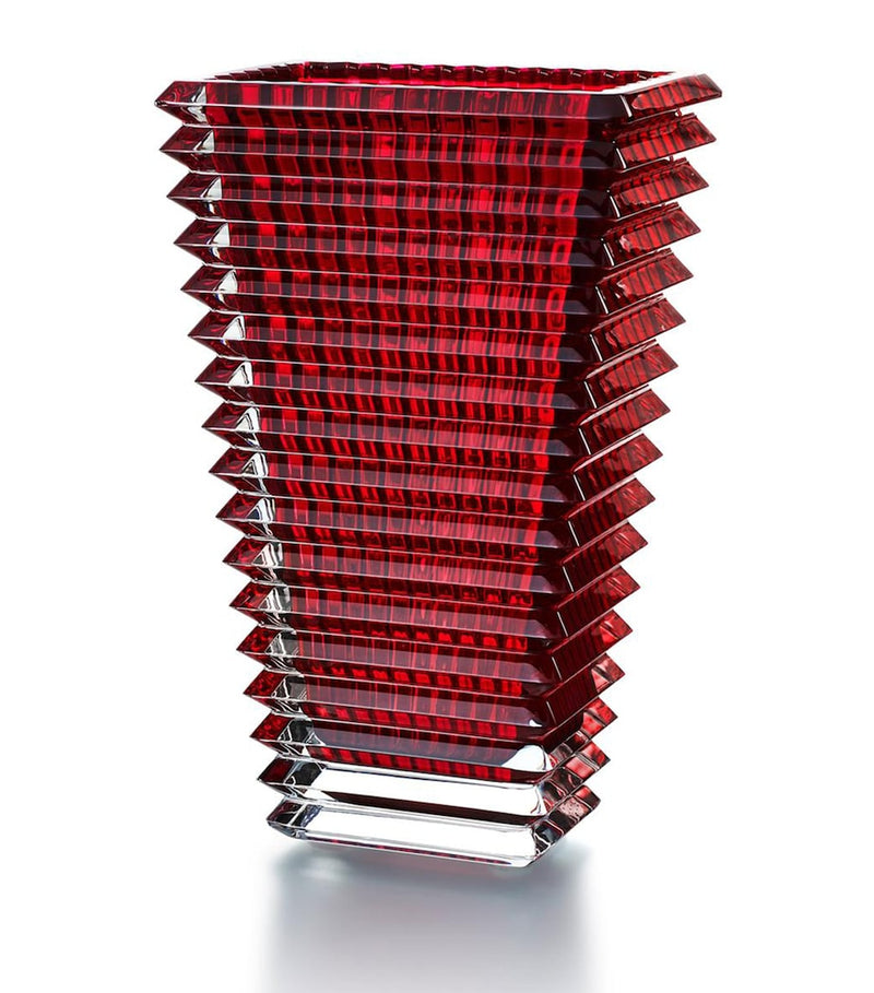 Large Rectangular Red Crystal Vase 30 cm
