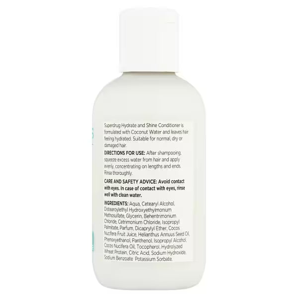 Superdrug coconut water conditioner bottle - British product