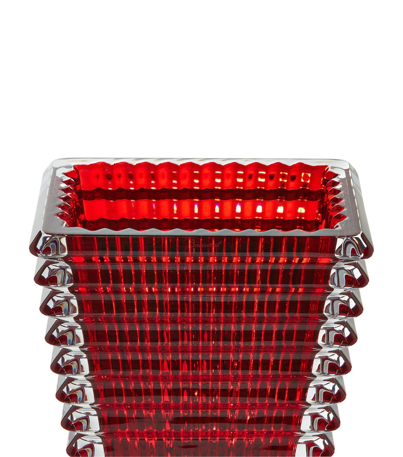Baccarat rectangular red crystal vase 20cm - British product