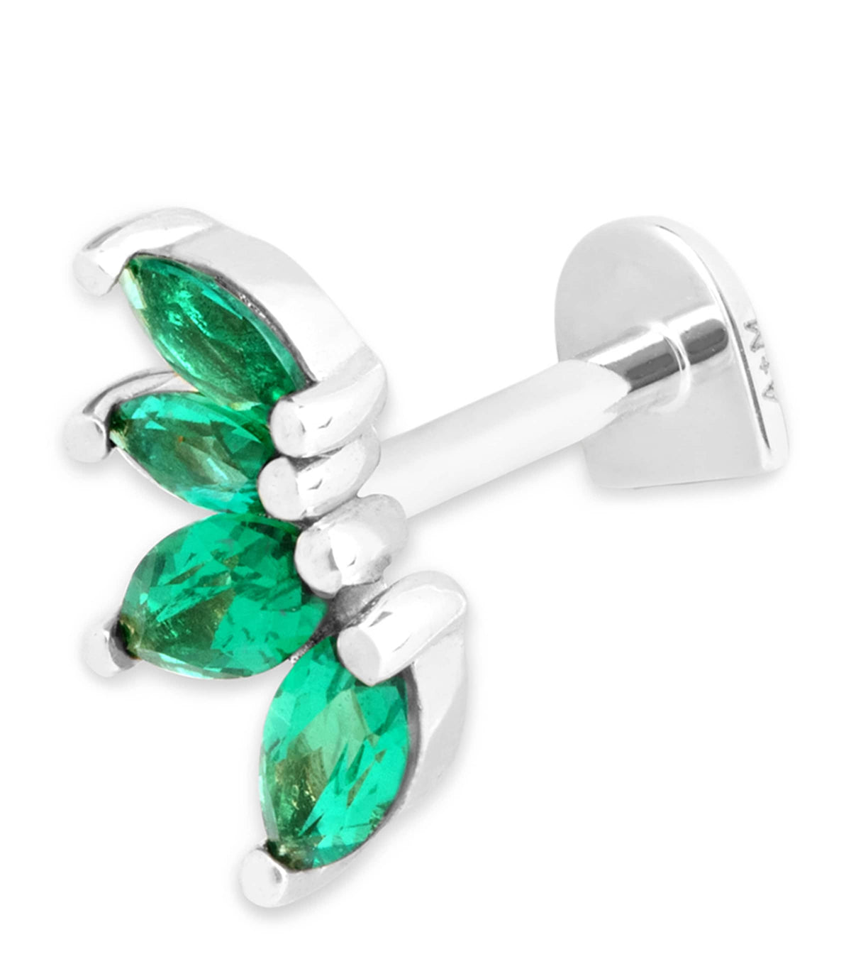Astrid & Miyu white gold emerald stack single stud earring - British product