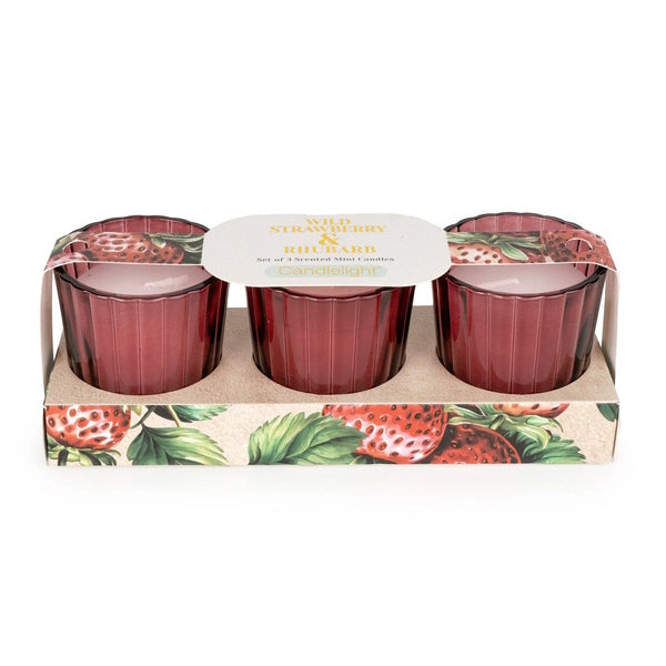Candlelight Mini scented candles Wild Strawberry & Rhubarb - British product