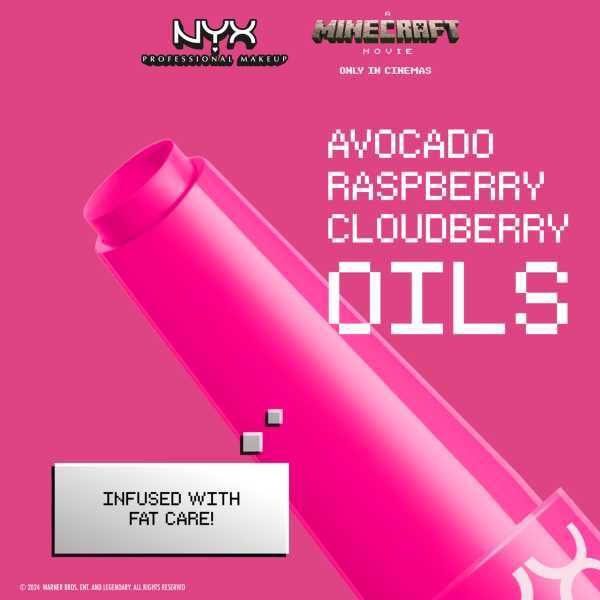 NYX lip balm Minecraft Movie Fat Oil Slick imported from the UK