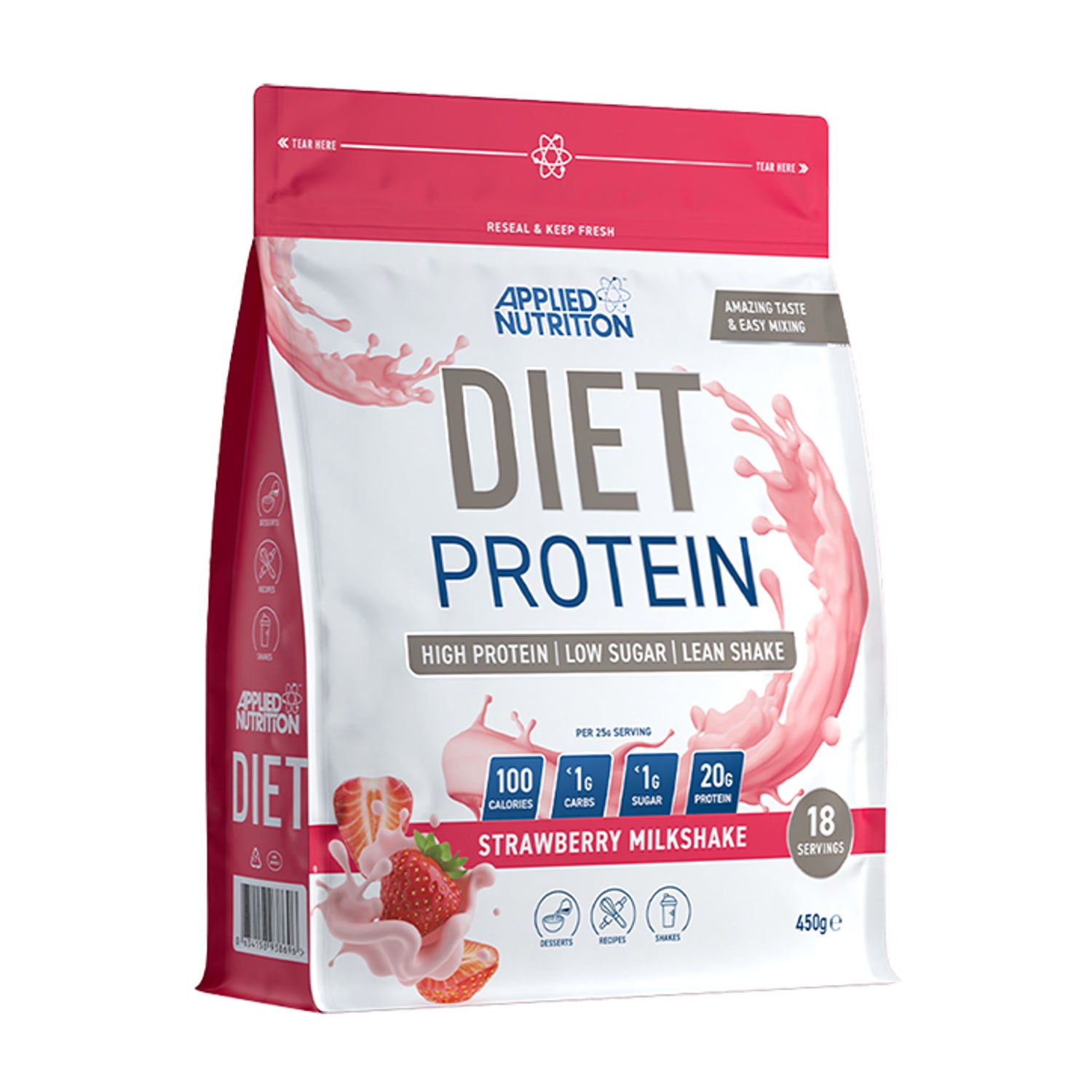 Applied Nutrition Diet Protein Strawberry Milkshake 450g (18 Servings)