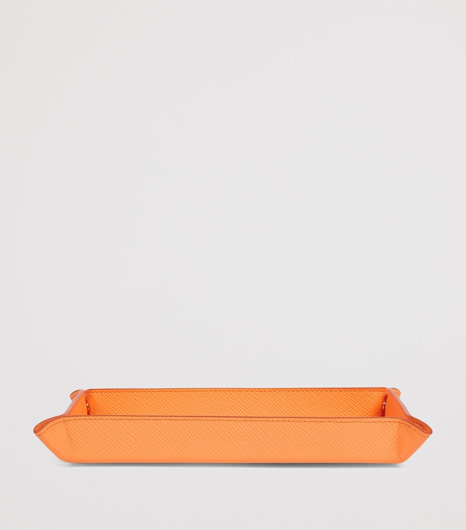 Smythson small leather panama rectangular trinket tray (British brand)