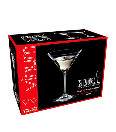 Set of 2 Clear Crystal Martini Glasses with Elongated Stem