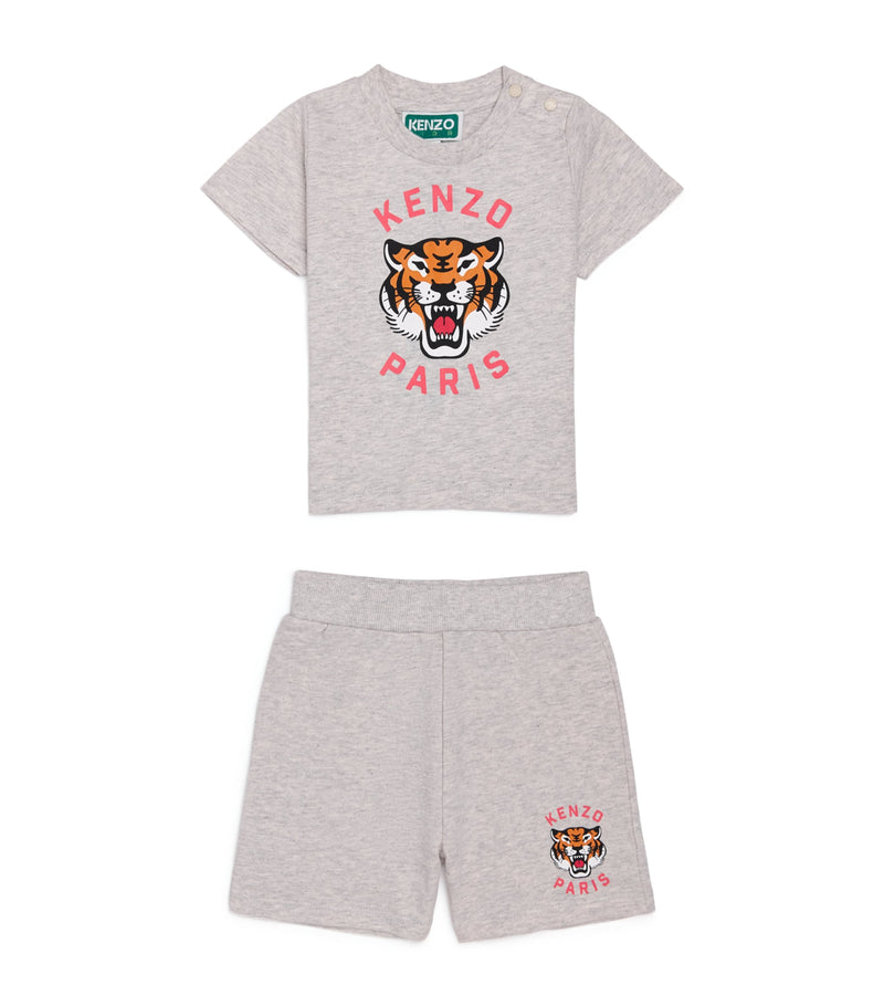 Kenzo Kids Cotton Tiger Graphic T-Shirt and Shorts Set 6 Months-4 Years, UK version