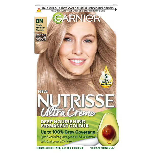 Garnier Nutrisse hair dye medium blonde 8N, UK version