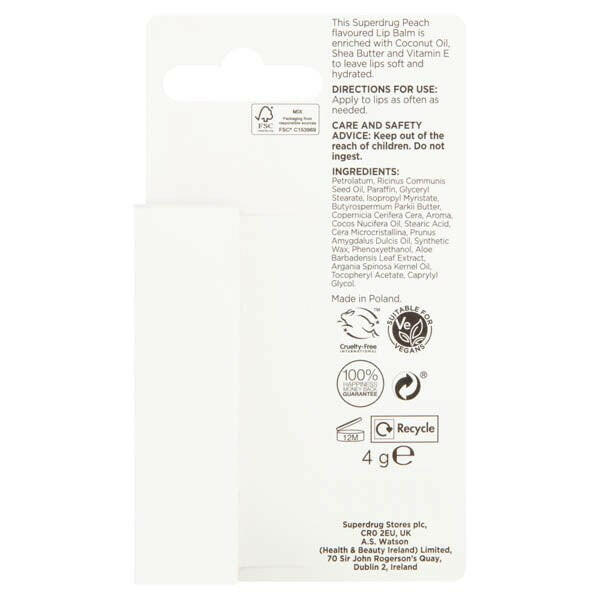 Superdrug Peach Lip Balm 4g GOODS Superdrug   