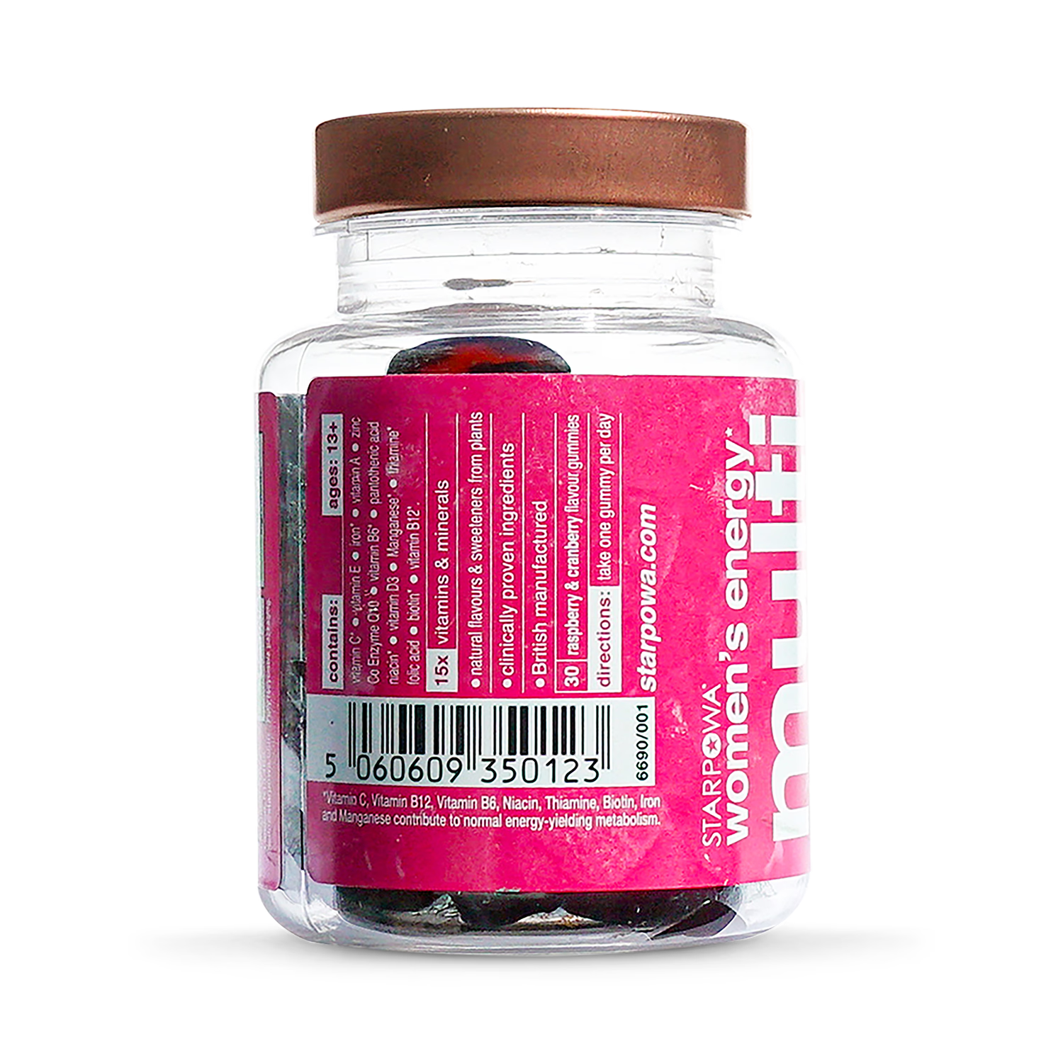 Starpowa Energy Multivitamin Gummies Raspberry Cranberry 30 count, imported from the UK
