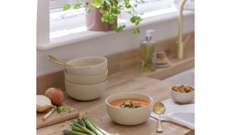 Habitat Evora 4 Piece Cereal Bowl - Natural - McGrocer