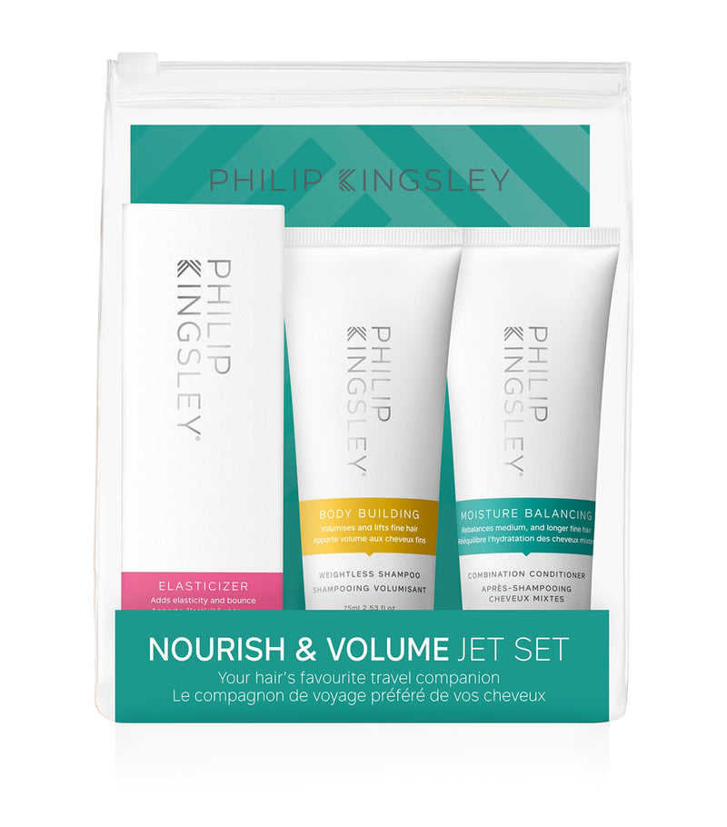 Philip Kingsley Nourish and Volume Jet Set haircare collection, imported from the UK