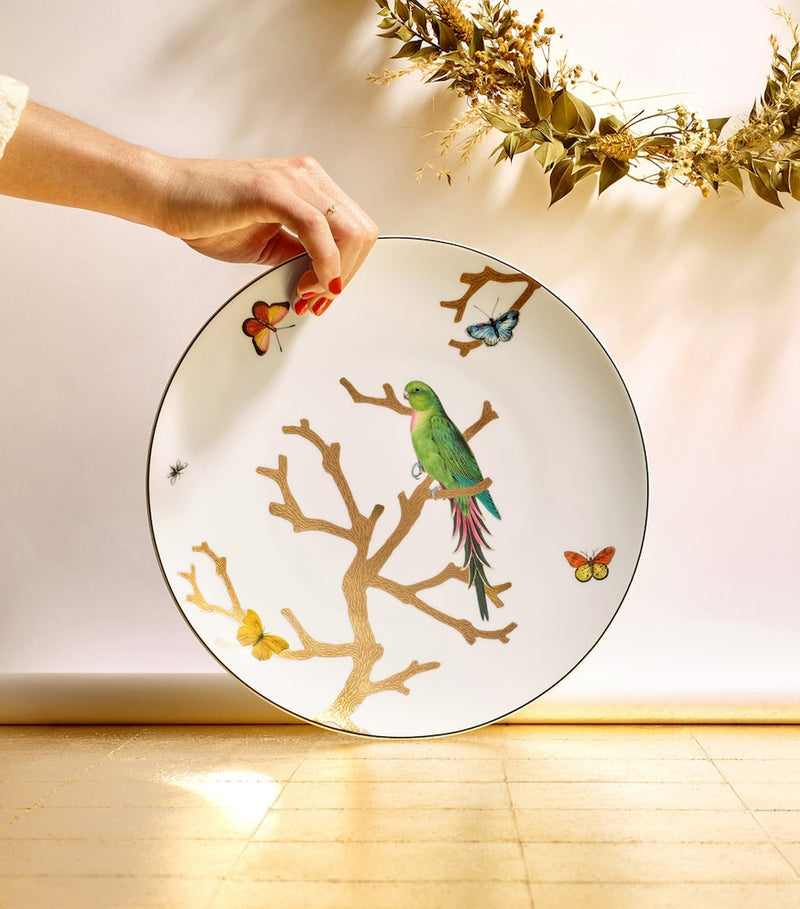Bernardaud Aux Oiseaux porcelain dinner plate with bird design, 26cm - British product