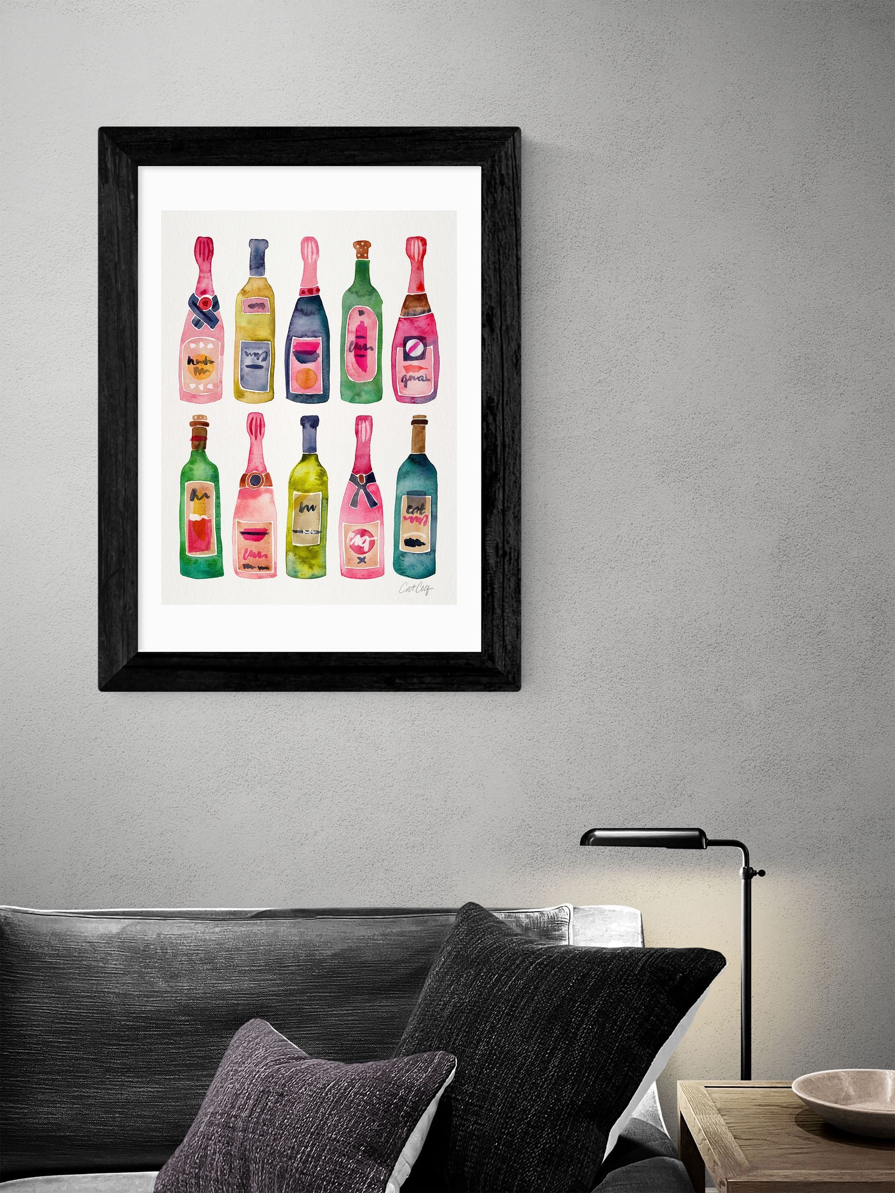 East End Prints black champagne illustration art print - British product