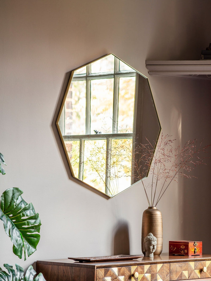 Gallery Home gold drew octagon mirror 80cm, UK version