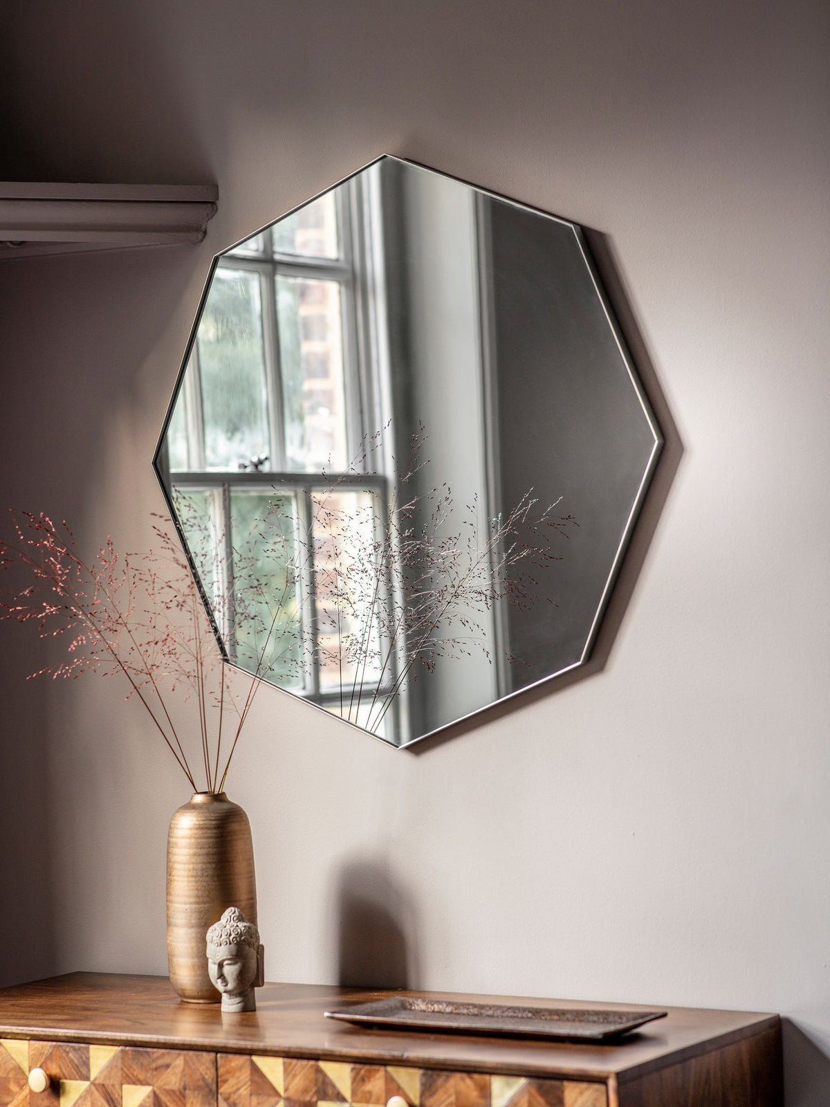 Gallery Home Silver Drew Octagon Mirror 80cm, UK version