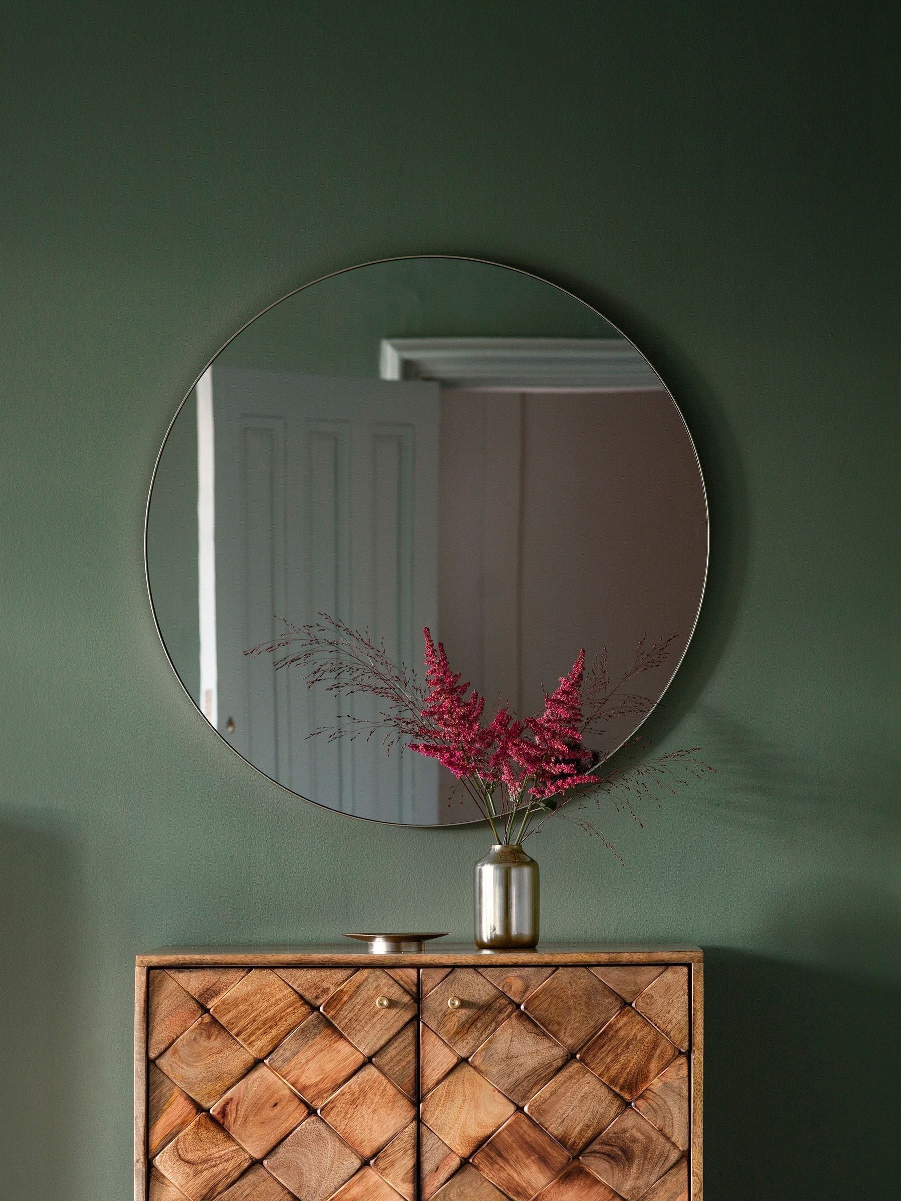 Gallery Home Silver Drew Round Mirror 80cm, UK version