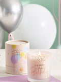 Happy Birthday balloon candle White Jasmine 10cm, imported from the UK
