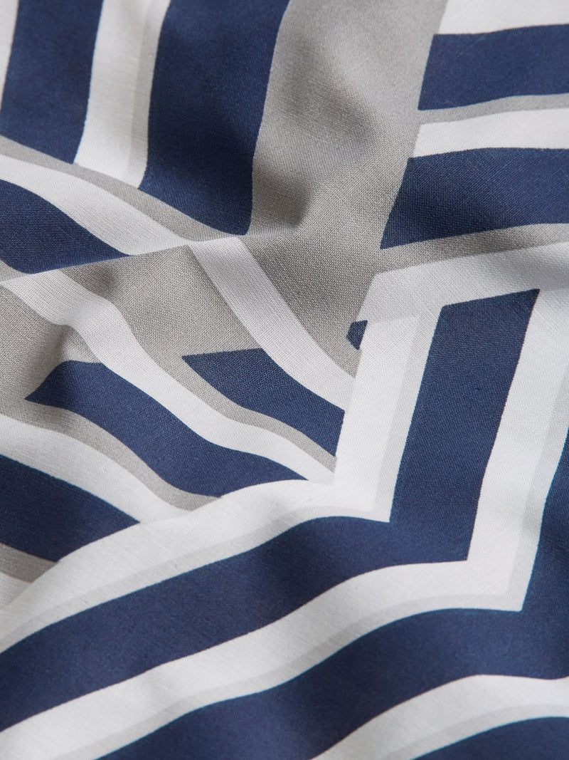 Blue/grey geo reversible duvet cover and pillowcase set, imported from the UK