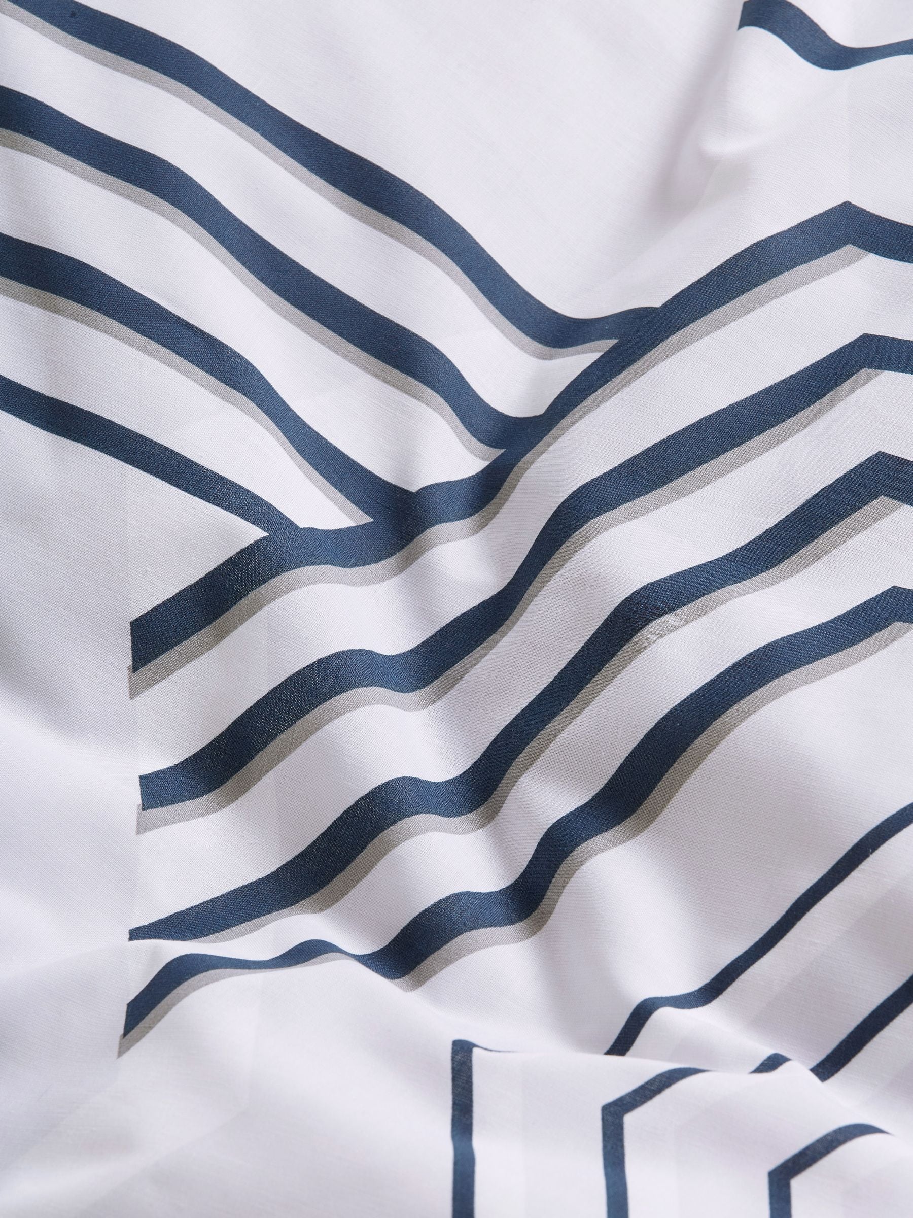 Blue/grey geo reversible duvet cover and pillowcase set, imported from the UK