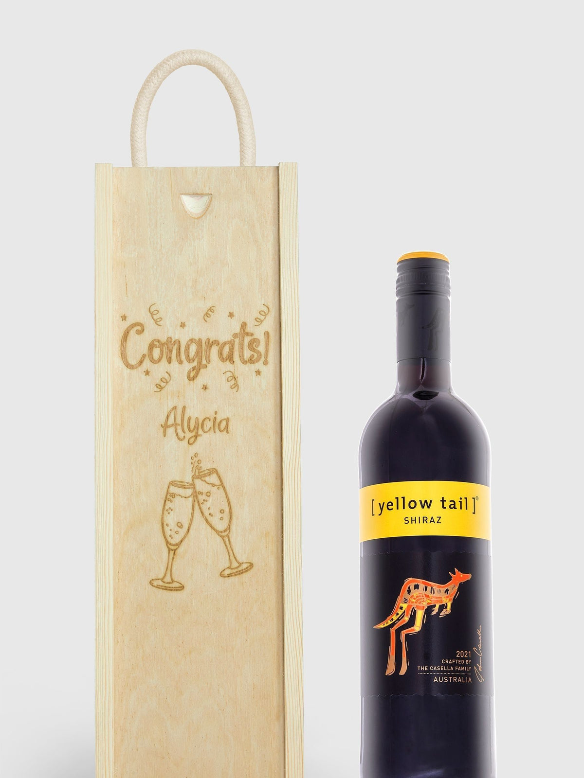 Gifted Drinks personalised congratulations red wine gift box, imported from the UK