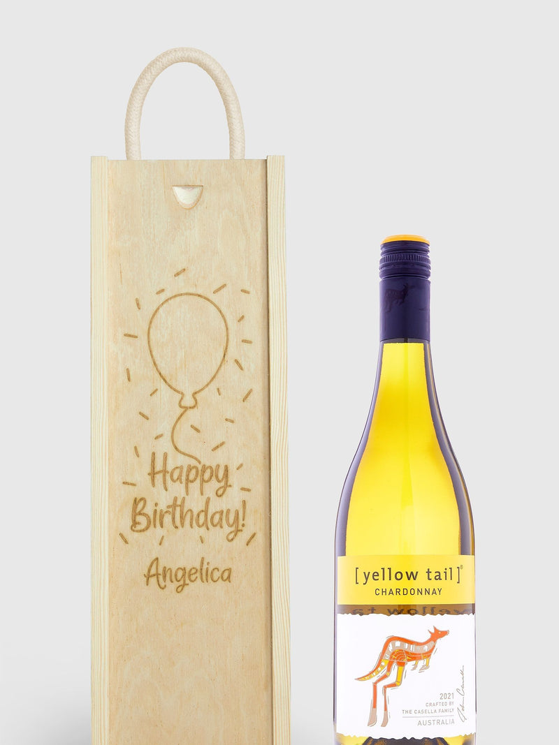 Gifted Drinks personalised wine gift box with white wine, imported from the UK