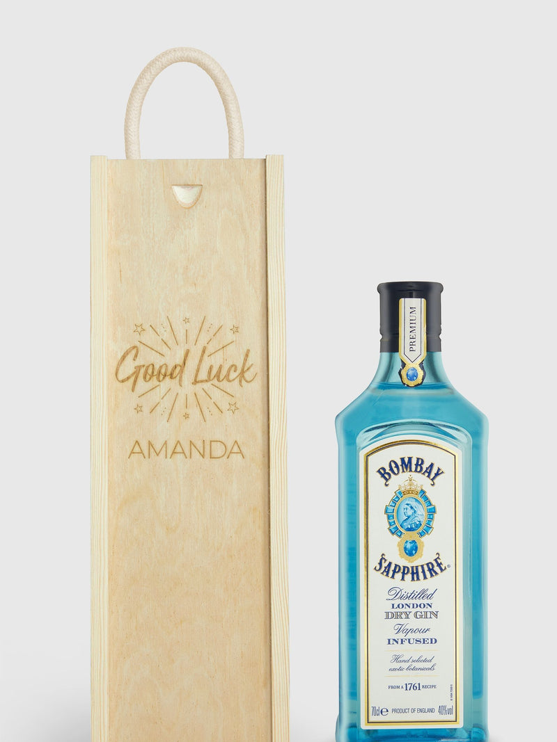 Bombay Sapphire personalised gin gift box, imported from the UK
