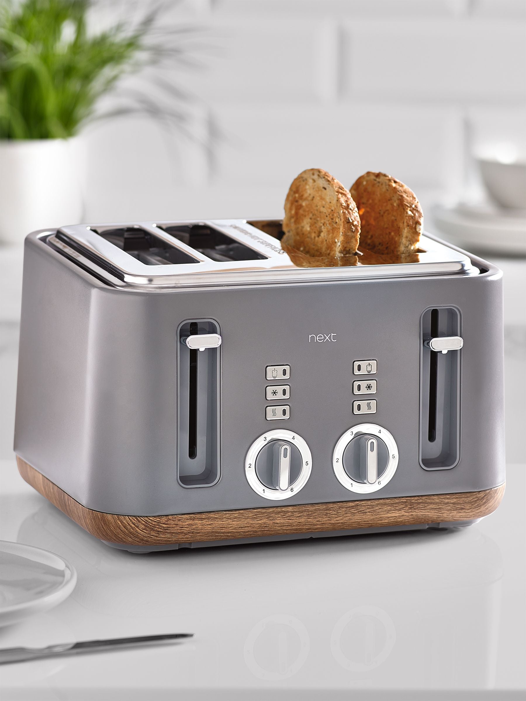 Bronx toasters grey wood effect 4 slice, UK version