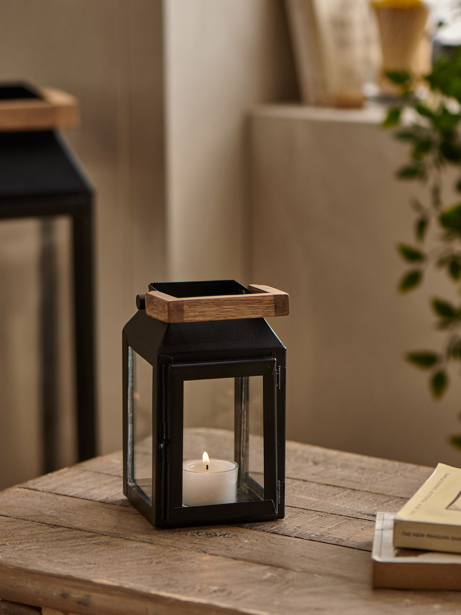 Black Bronx Metal Mini Lantern Candle Holder