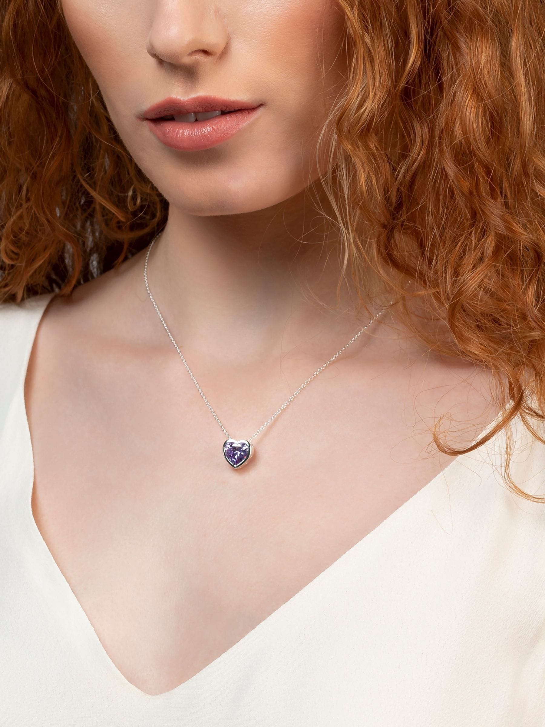 Radley Silver Sterling Ladies Light Amethyst Heart Necklace