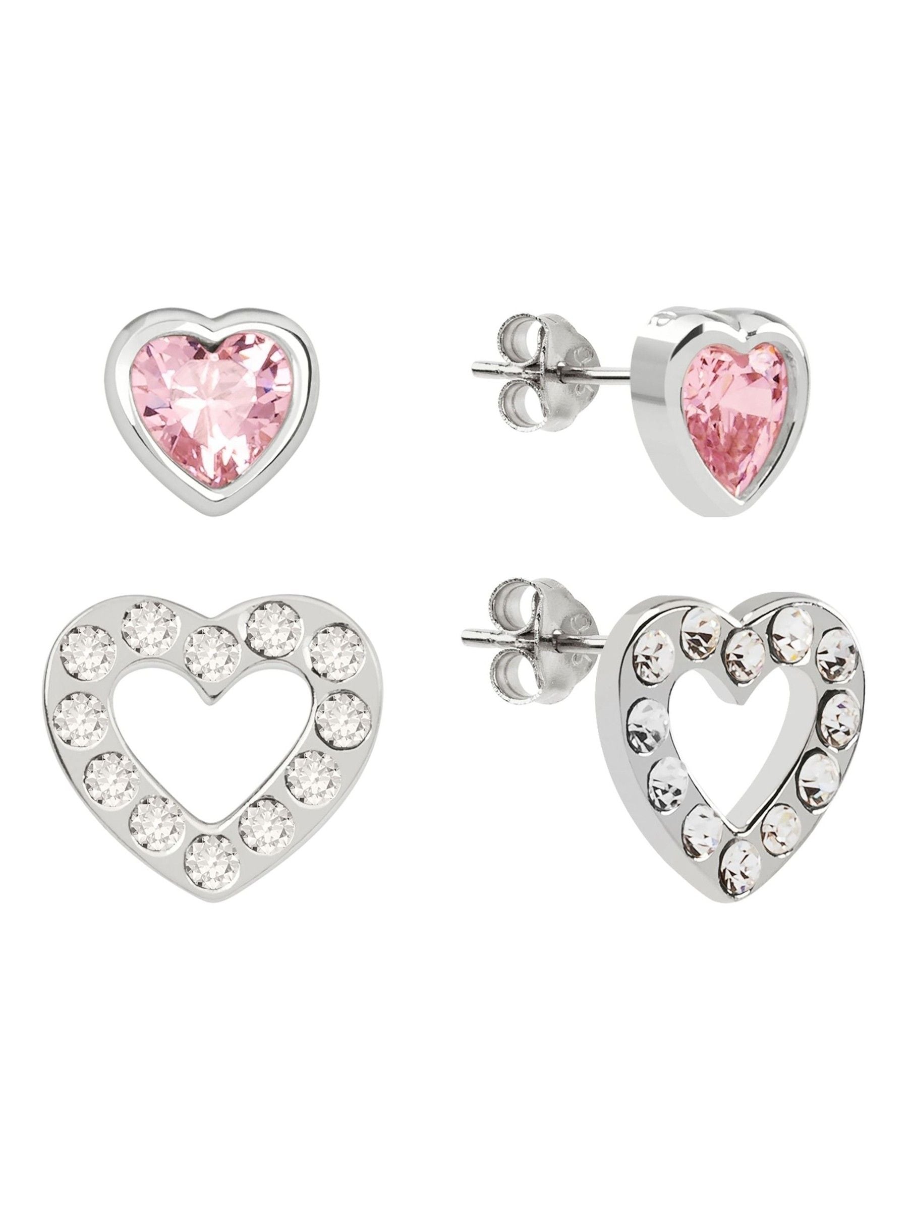 Radley Stud Earrings Pink and Clear Glass Twin Pack, imported from the UK