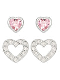Radley Stud Earrings Pink and Clear Glass Twin Pack, imported from the UK