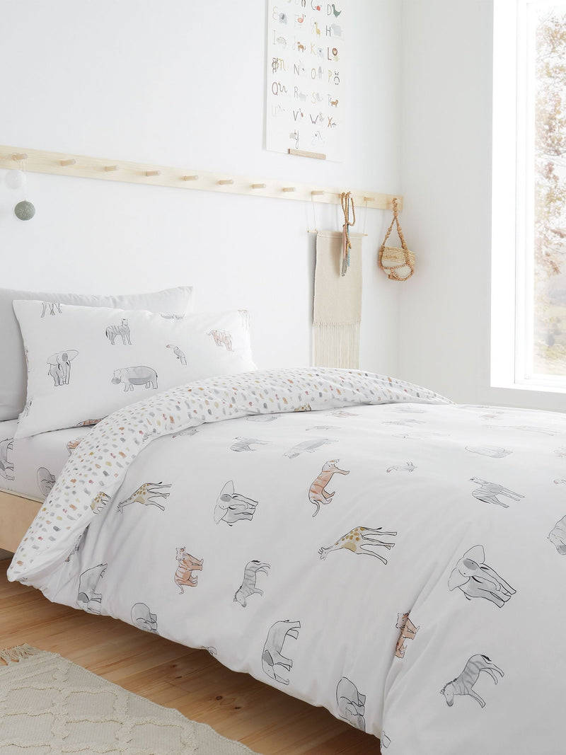Bianca Kids Zoo Animals duvet cover and pillowcase set - British product