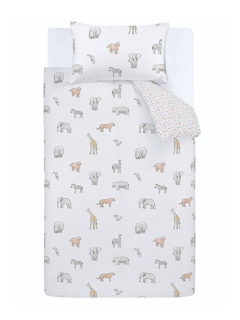 Bianca Kids Zoo Animals duvet cover and pillowcase set - British product