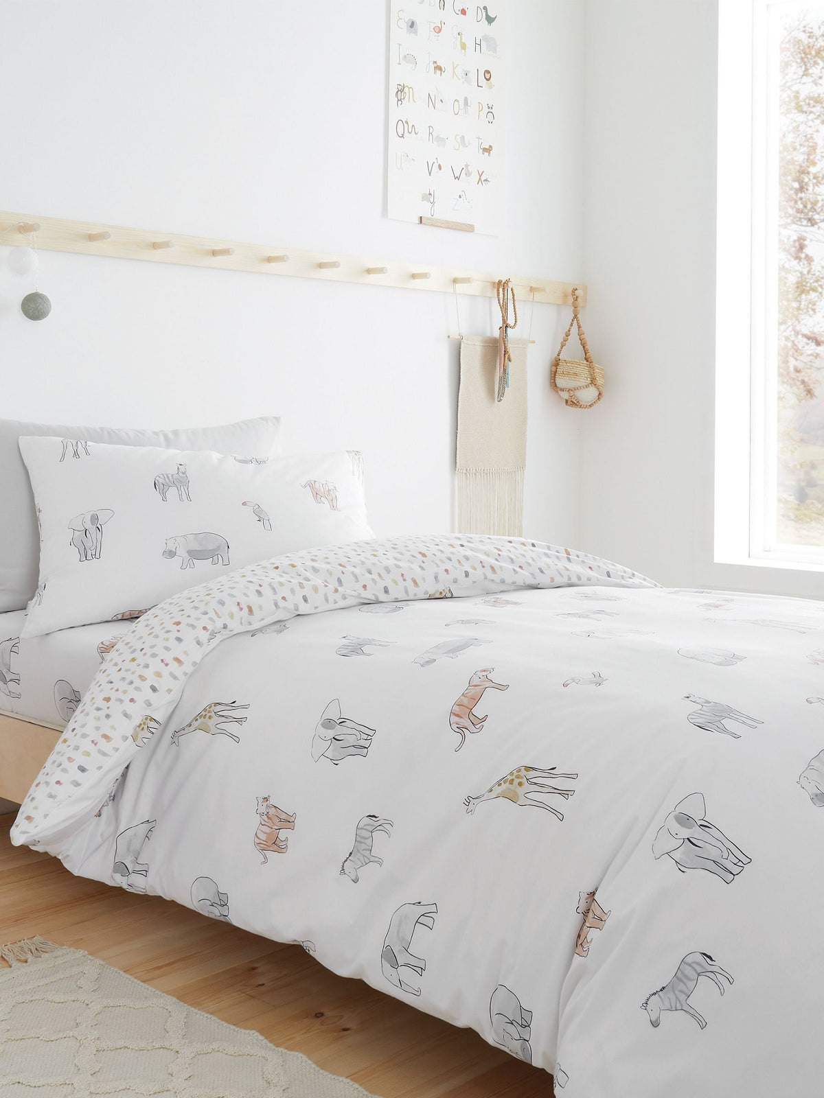 Bianca Kids Zoo Animals duvet cover and pillowcase set - British product