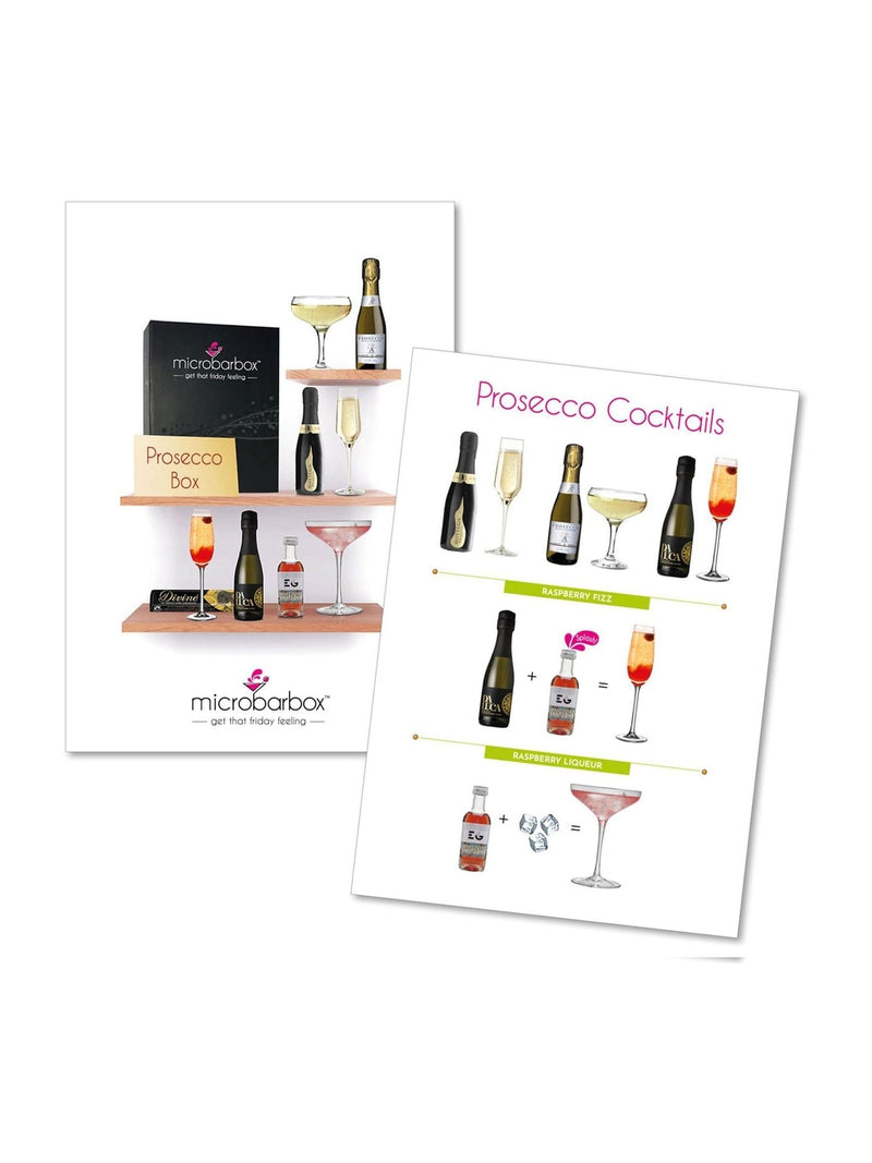 MicroBarBox Prosecco gift set with raspberry gin and chocolates, imported from the UK