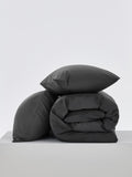 Charcoal grey duvet cover and pillowcase set - British product