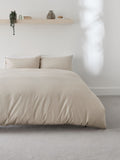Natural easy care polycotton plain duvet cover and pillowcase set - British product