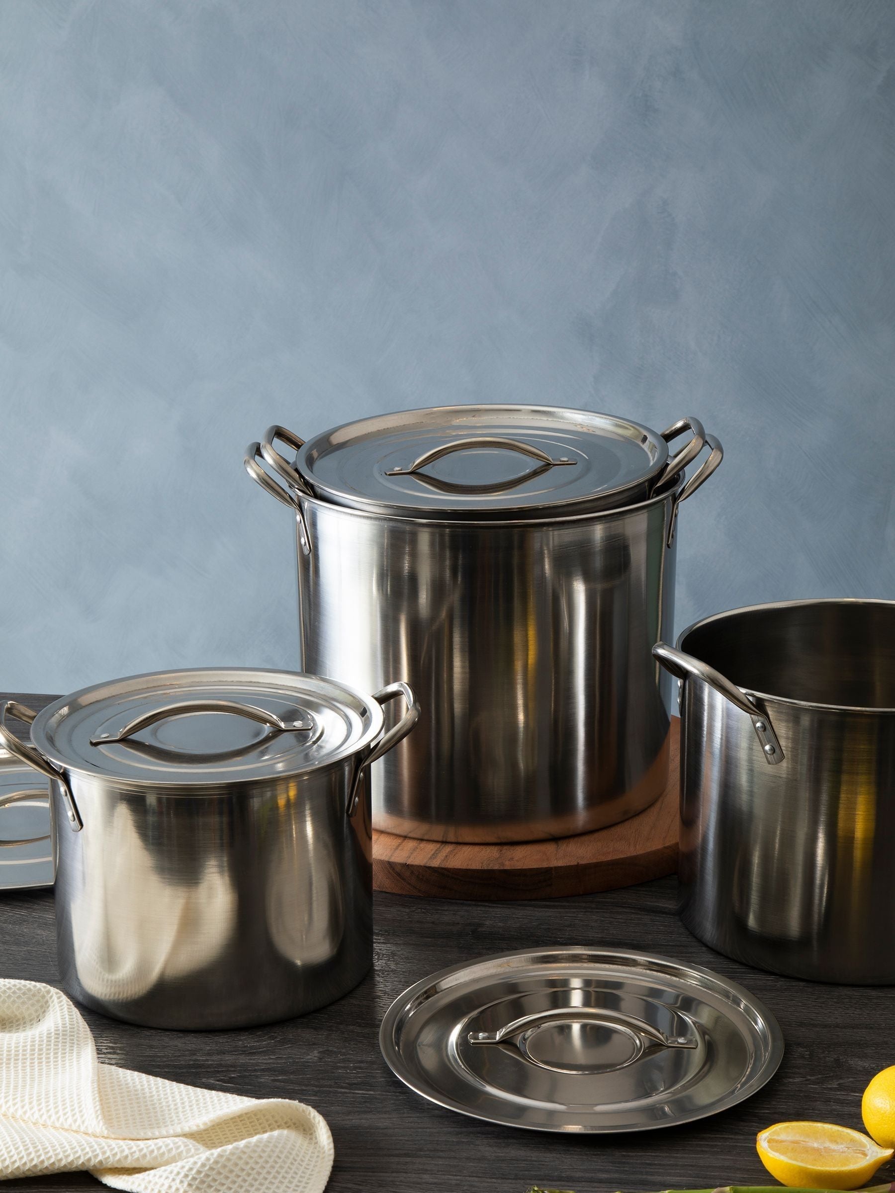 Essentials by Premier Silver Set of 4 Stainless Steel Stockpot