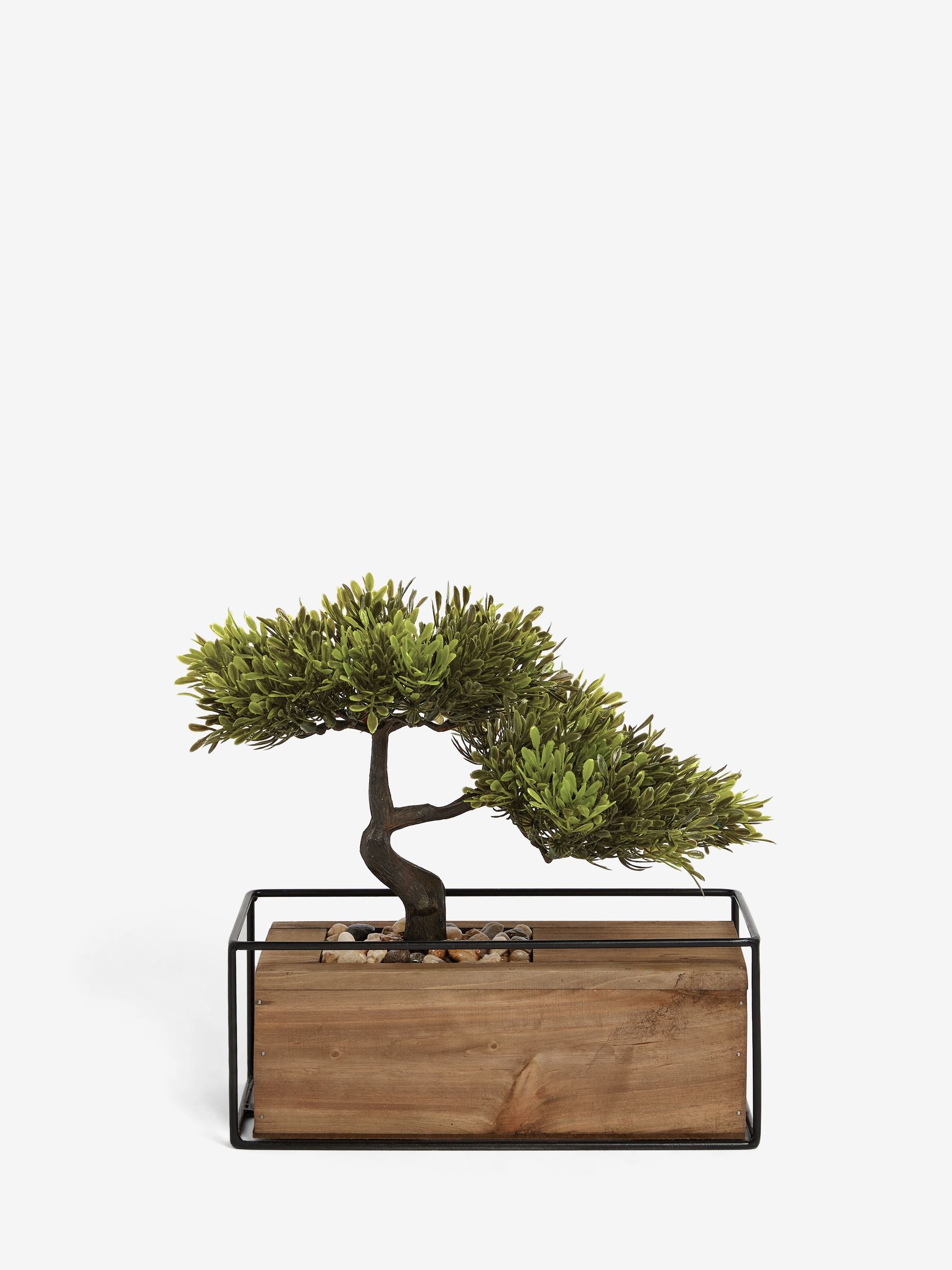 Bronx green artificial bonsai tree in wood pot 25.5cm height, UK version