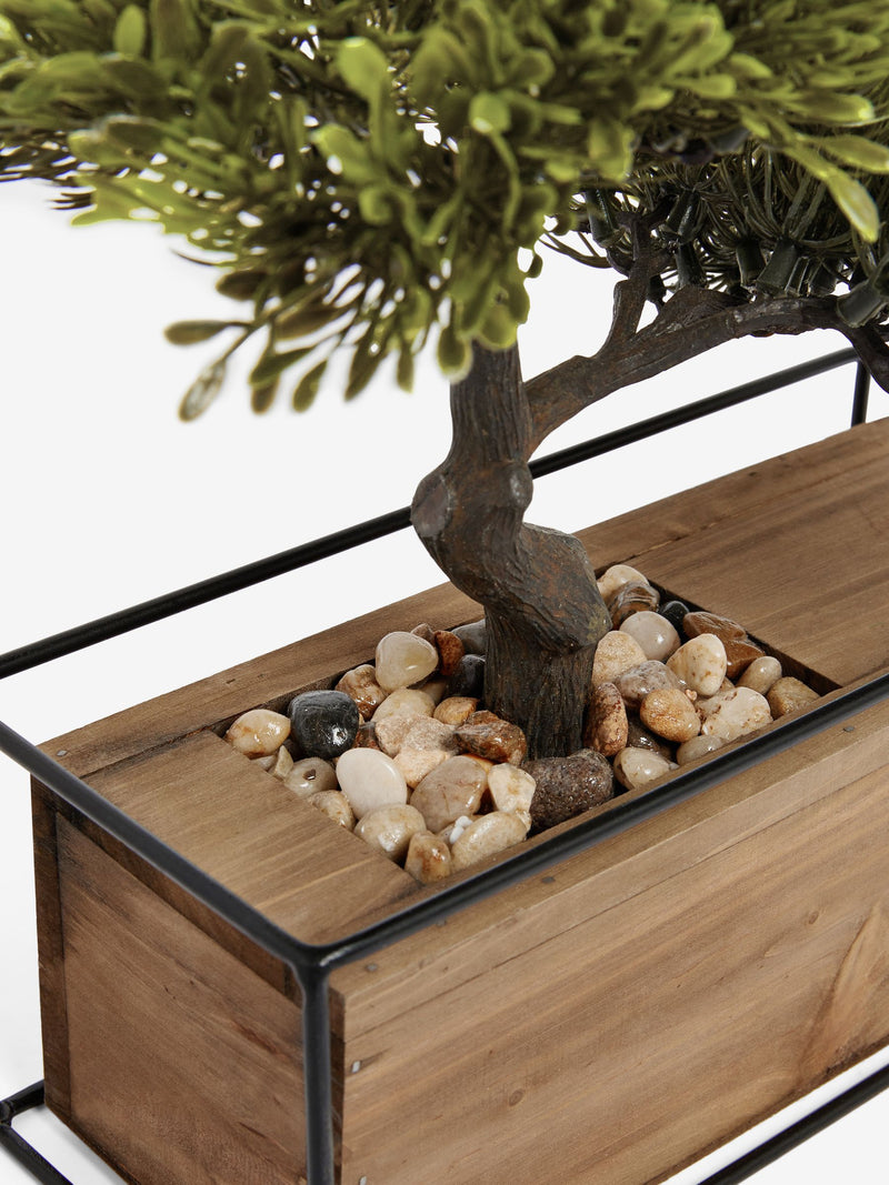 Bronx green artificial bonsai tree in wood pot 25.5cm height, UK version