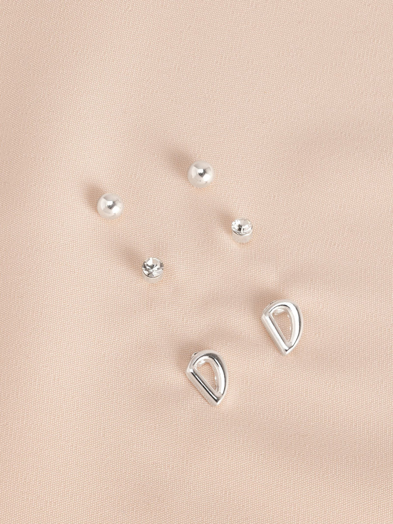 Silver tone initial stud earrings pack (British brand)