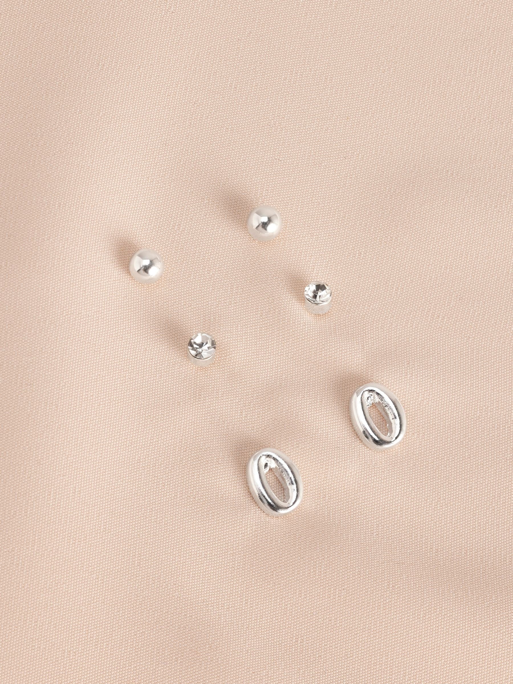 Silver tone initial stud earrings pack (British brand)