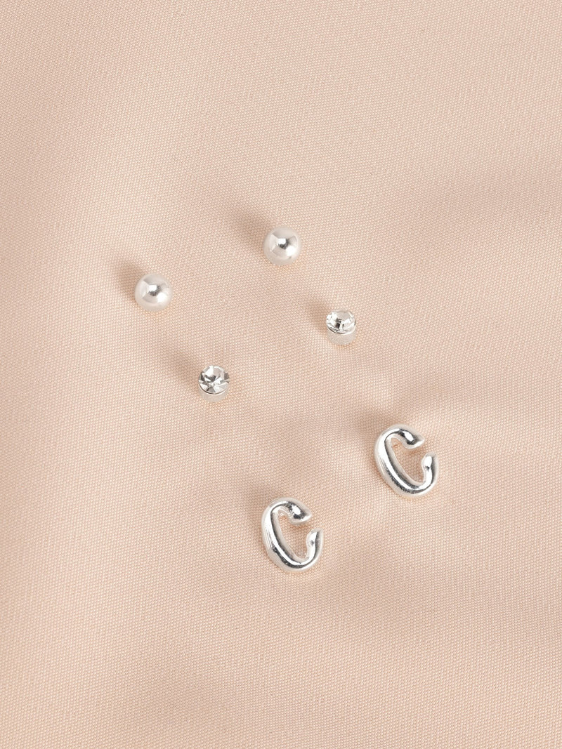 Silver tone initial stud earrings pack (British brand)