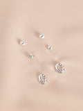 Silver tone initial stud earrings pack (British brand)