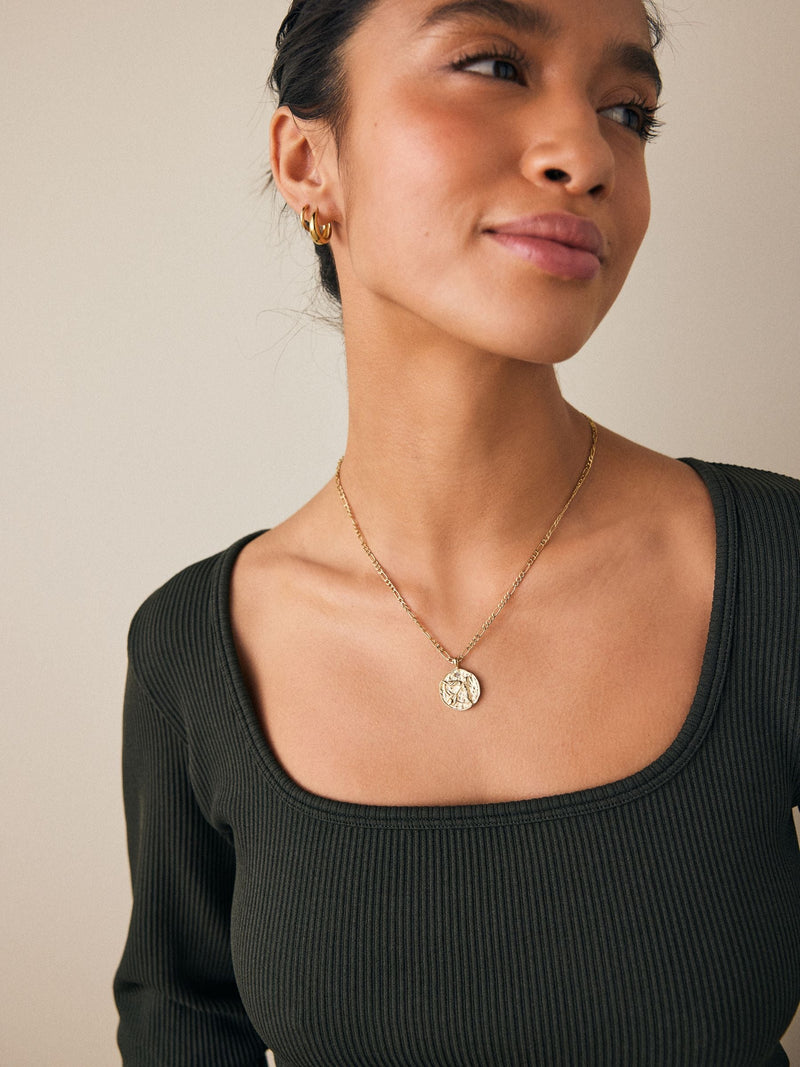 Gold tone waterproof stainless steel zodiac necklace, UK version