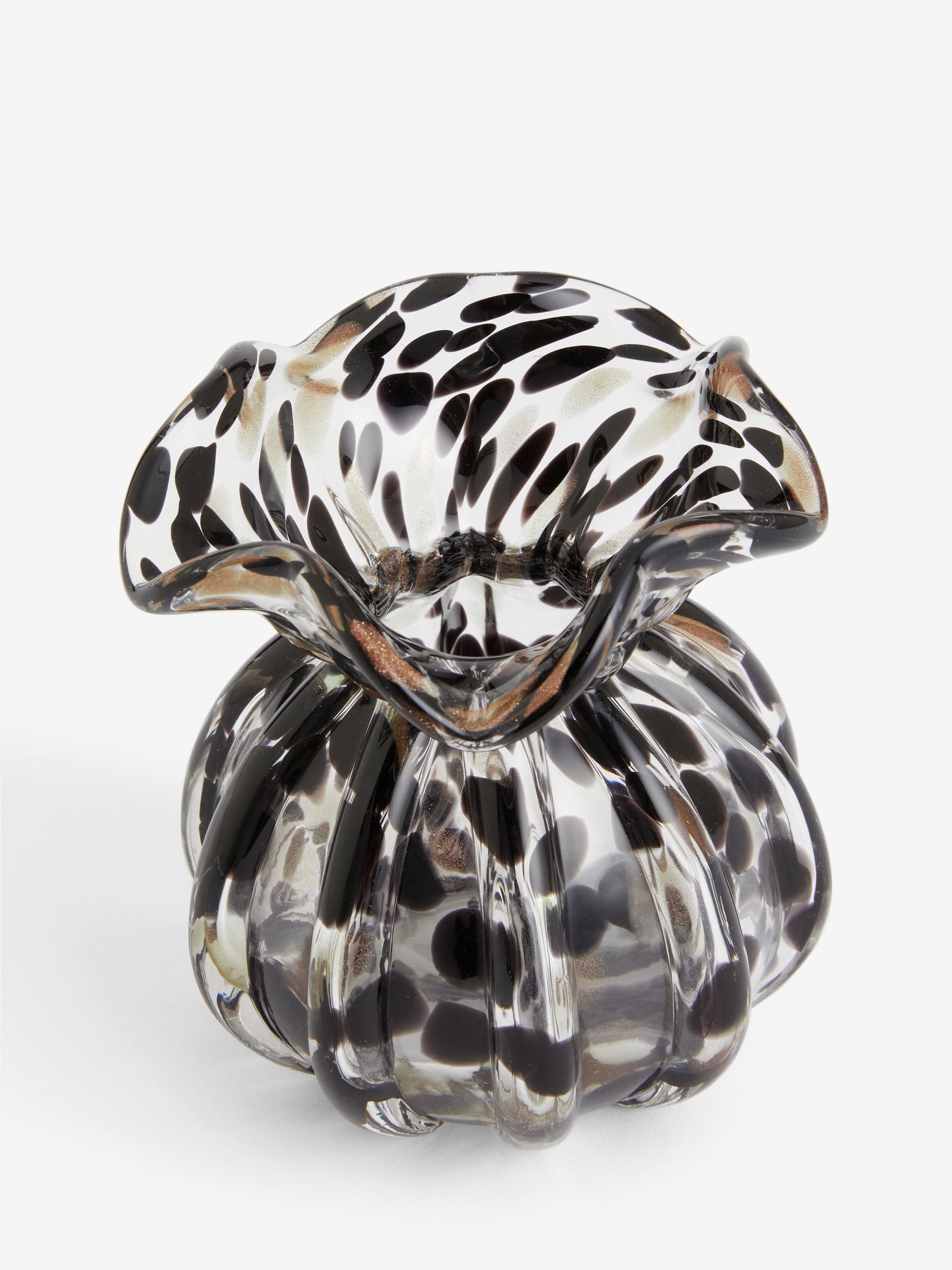 Black gold confetti glass vase 10.5cm - British product