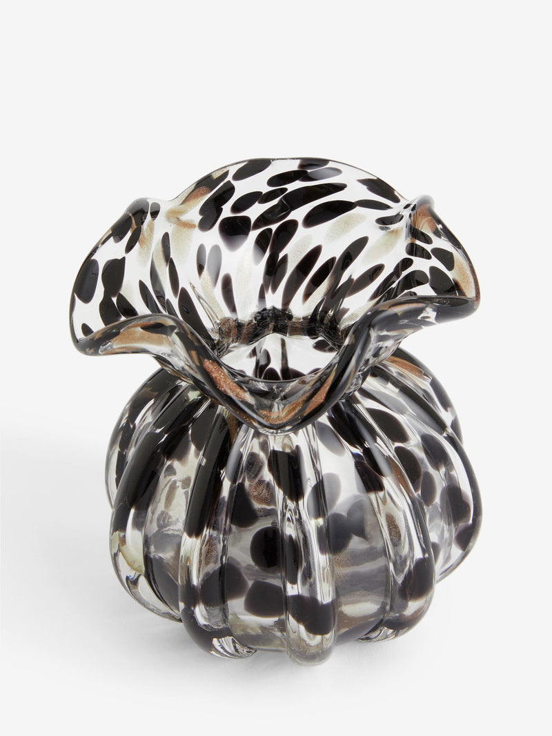 Black gold confetti glass vase 10.5cm - British product