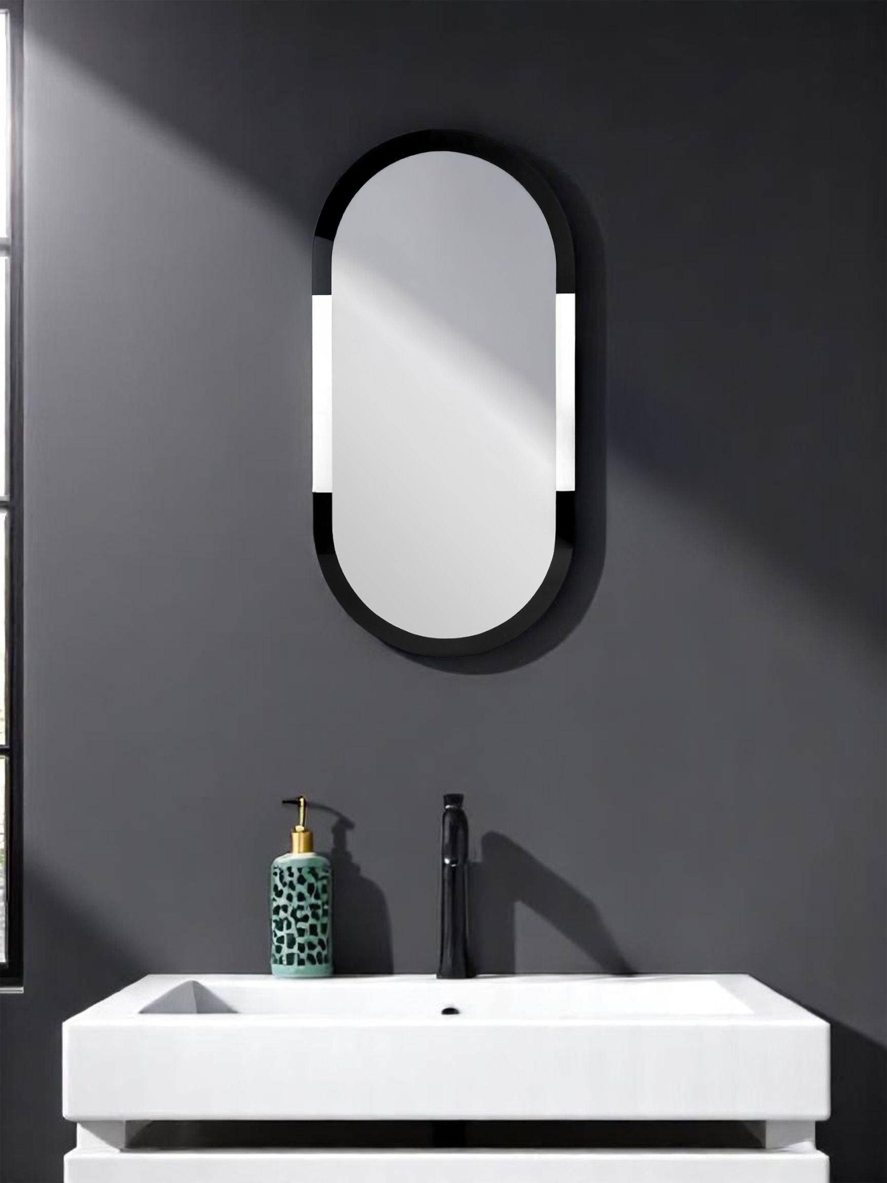 Showerdrape Putney silver oval wall mirror 80 x 40cm (British brand)