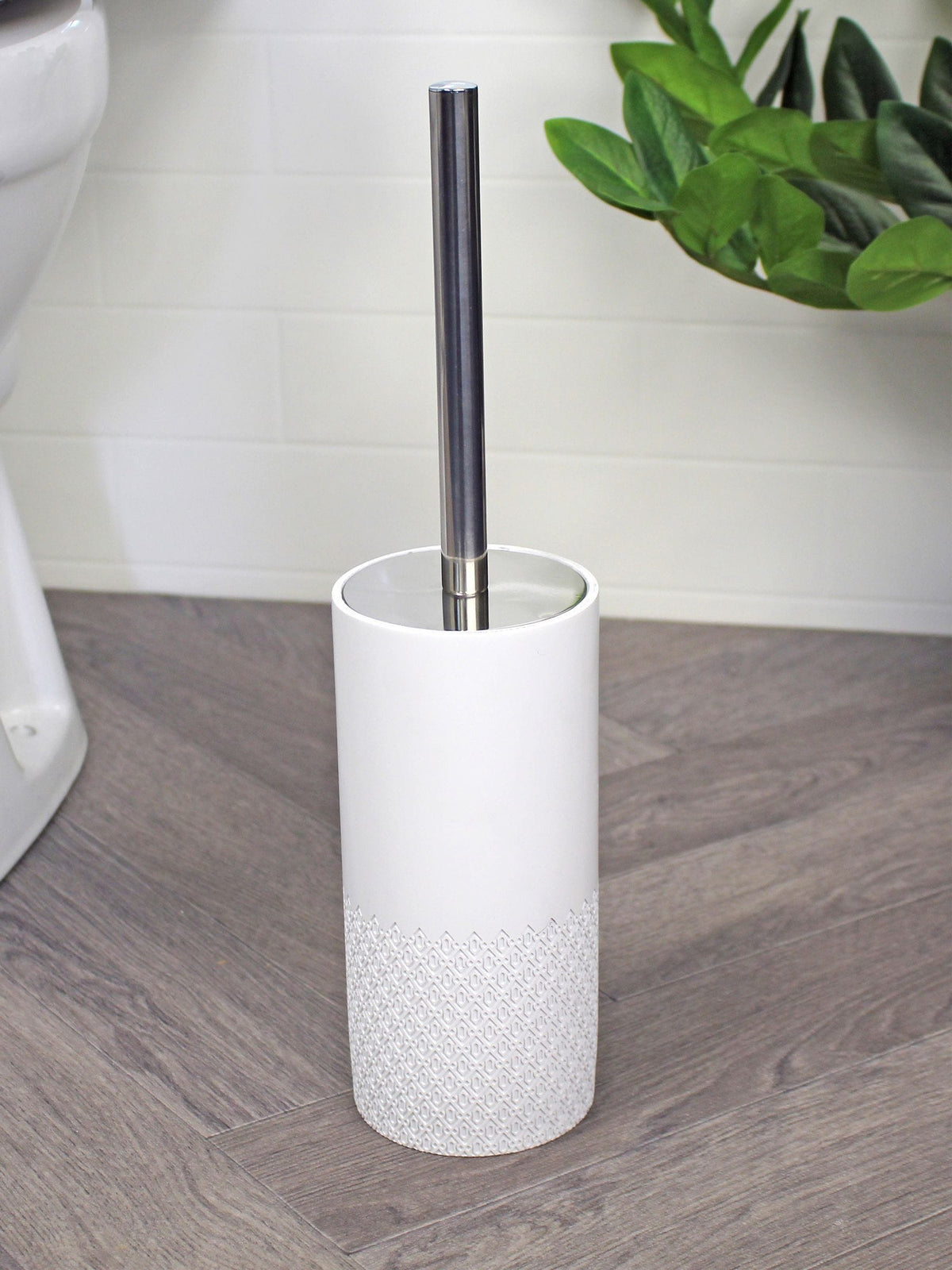 Showerdrape White Chantilly Toilet Brush & Holder Set